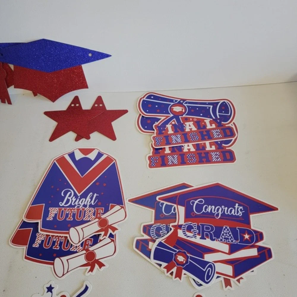 Graduation Party Decorations She Came She Saw She Mastered Banner Red‎ Blue Kit